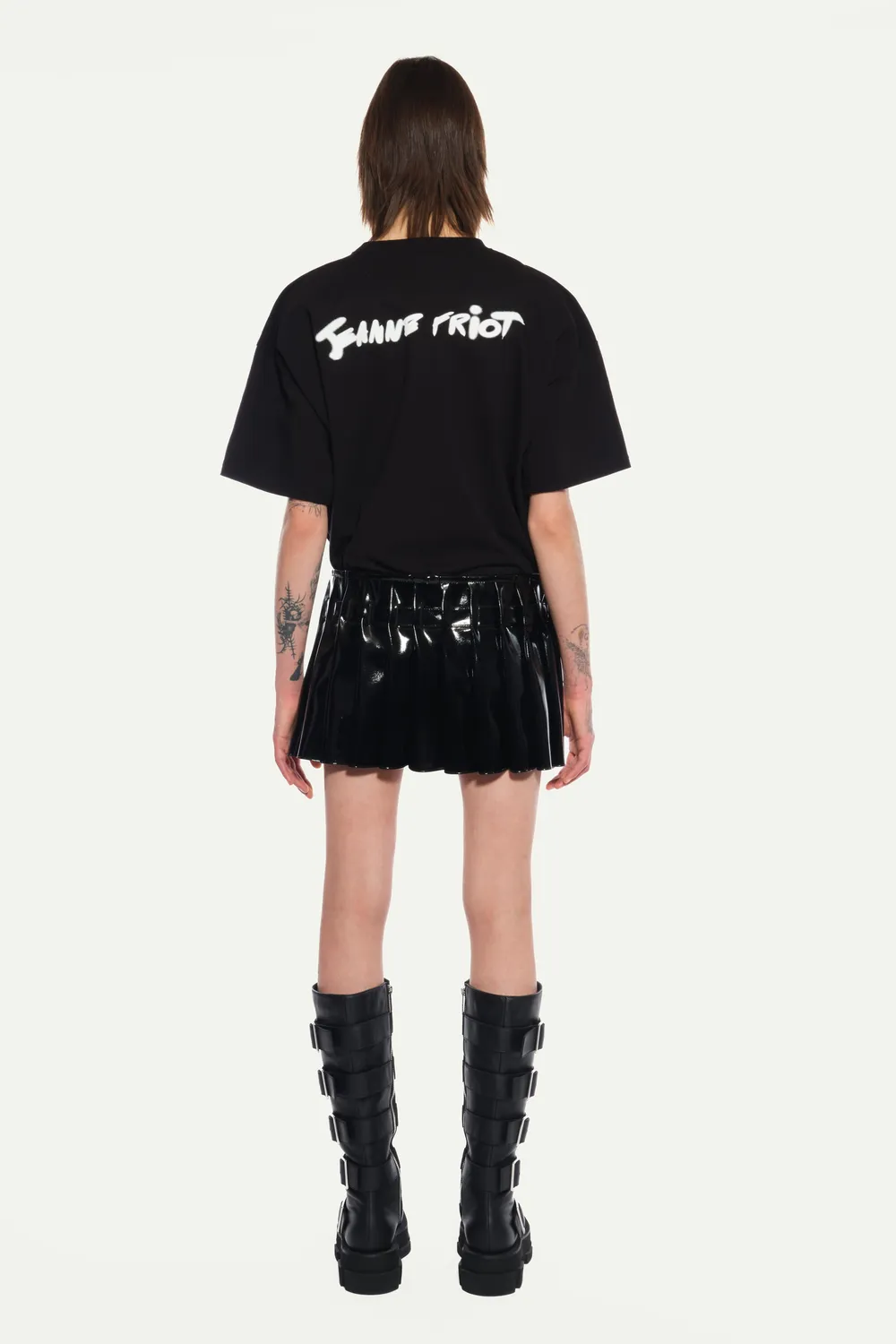 JEANNE FRIOT Debbie Mini Kilt jupe noire vinyl