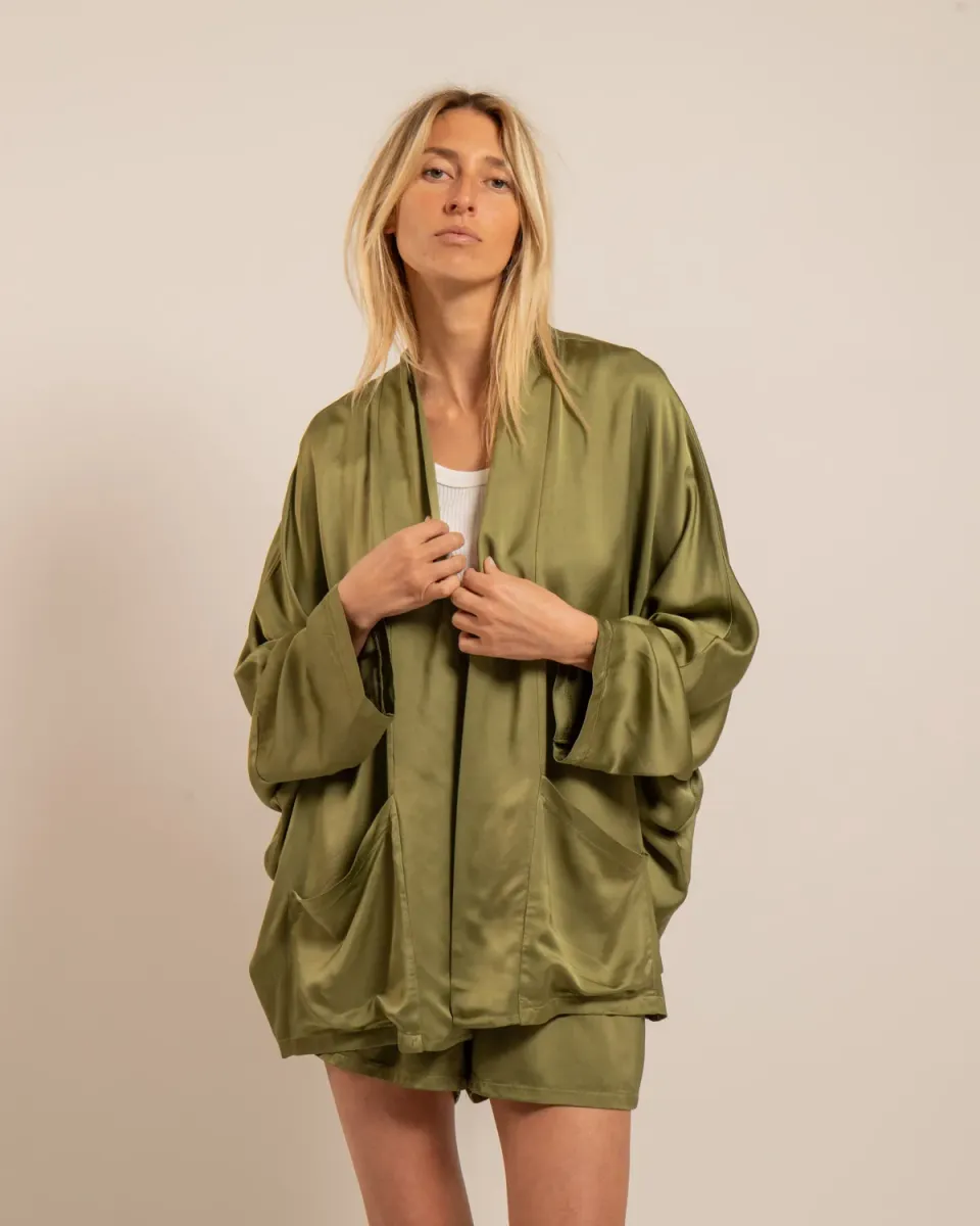 AOKYANOS Chicago Kaki Light veste kimono kaki viscose