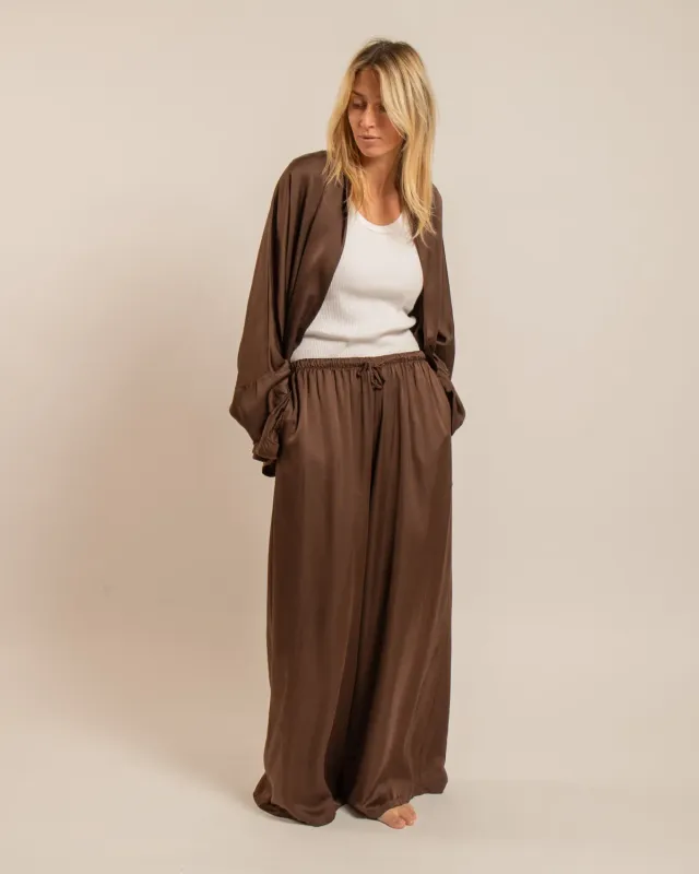 AOKYANOS Chicago kimono chocolat viscose satinée