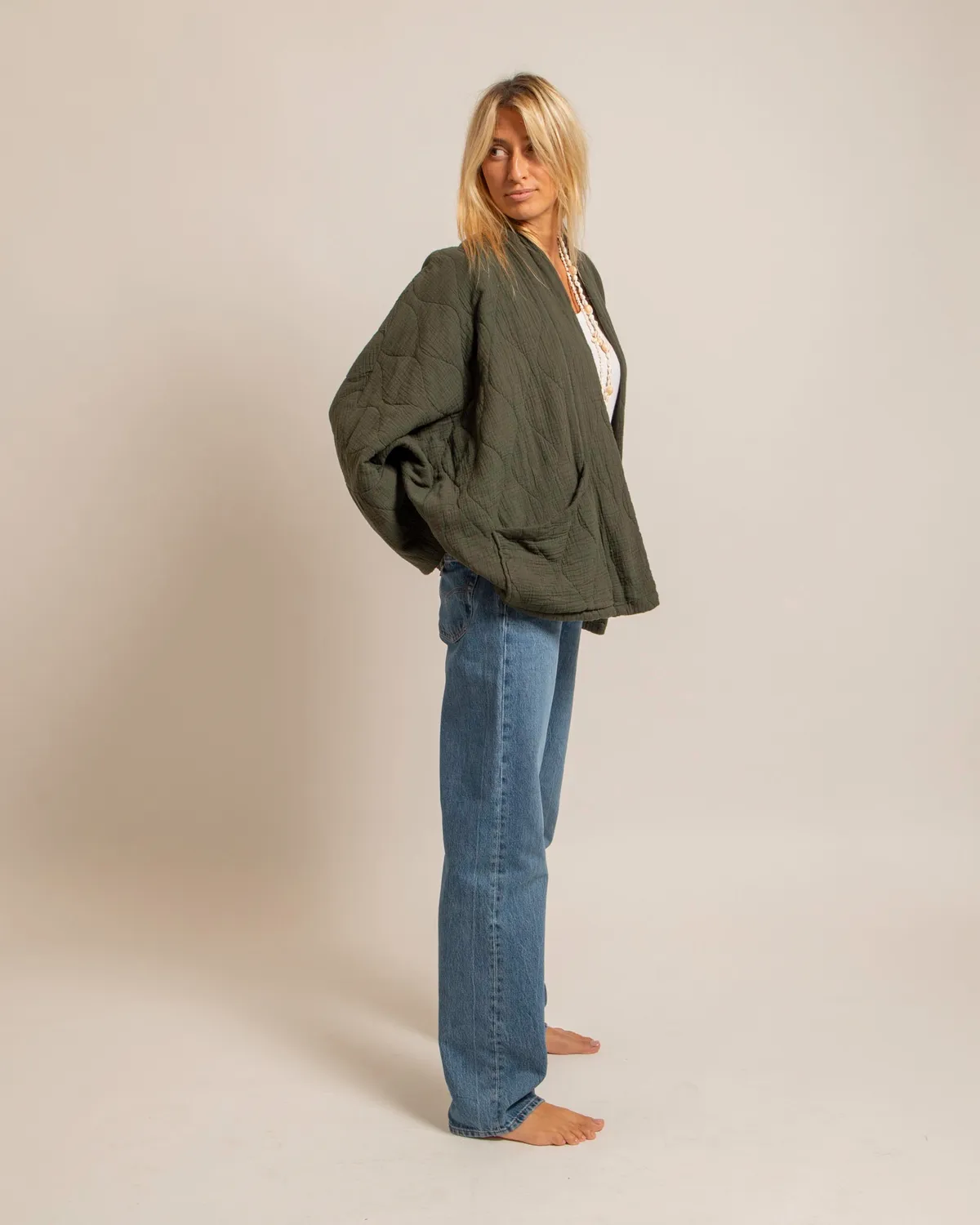 AOKYANOS Chicago veste kaki coupe droite