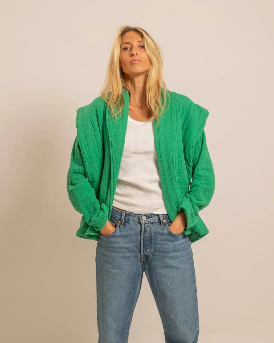 AOKYANOS San Francisco Vert kimono matelassé coton