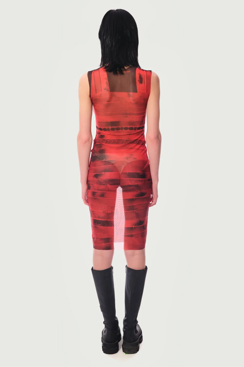 Jeanne Friot Awake Dress robe mesh noire imprimé ceintures