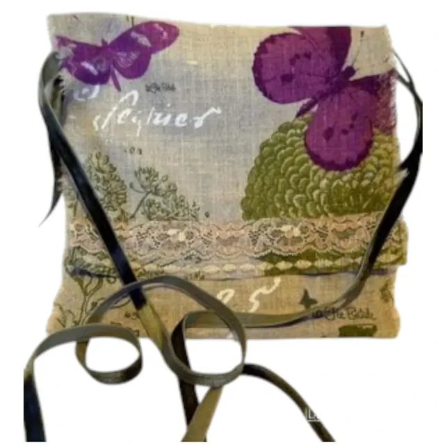 La Fée Bidule Papillons sac bandoulière toile de jute
