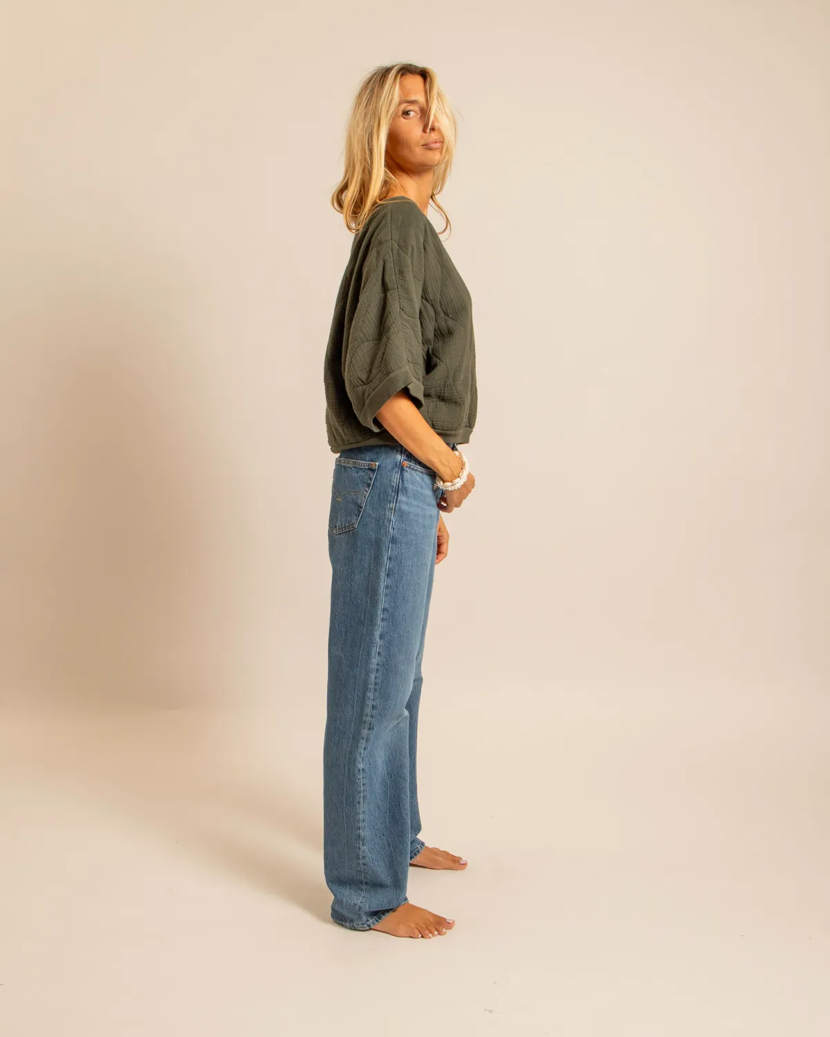 Aokyanos Seattle sweat kaki coton manche 3/4