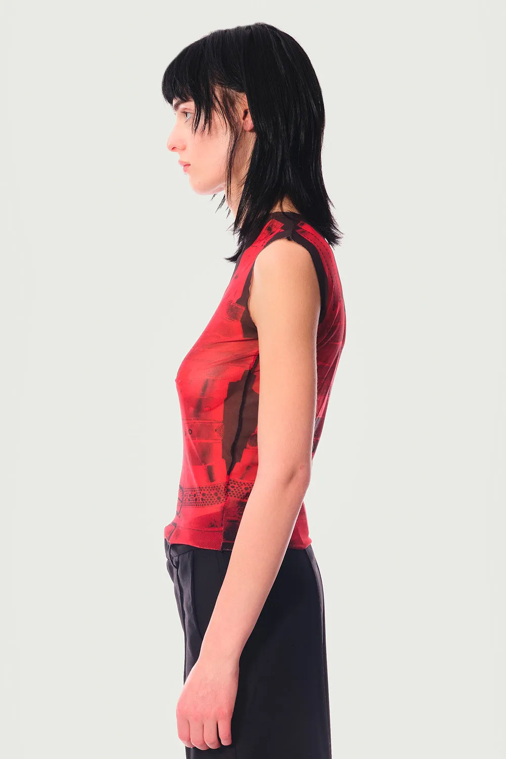 Jeanne Friot Awake top mesh sans manches ceintures