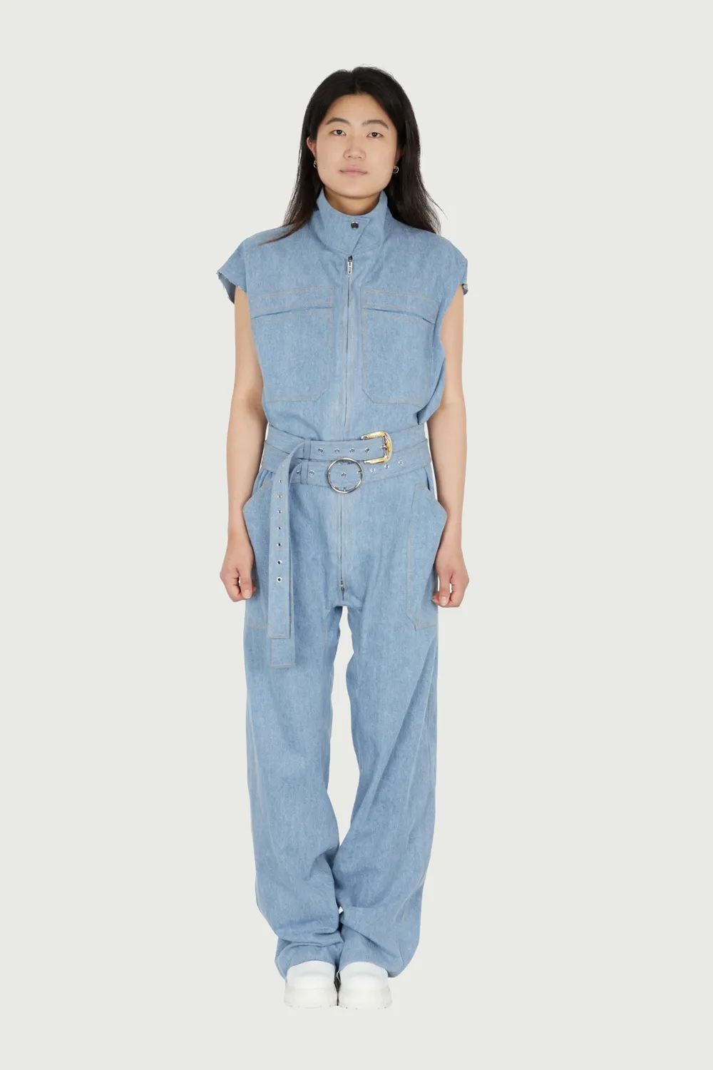 Jeanne Friot Sea combinaison jumpsuit denim clair recyclé