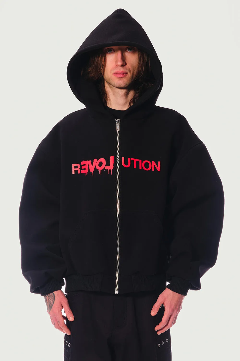 Jeanne Friot Revolution Crepe Hoodie sweat noir rouge