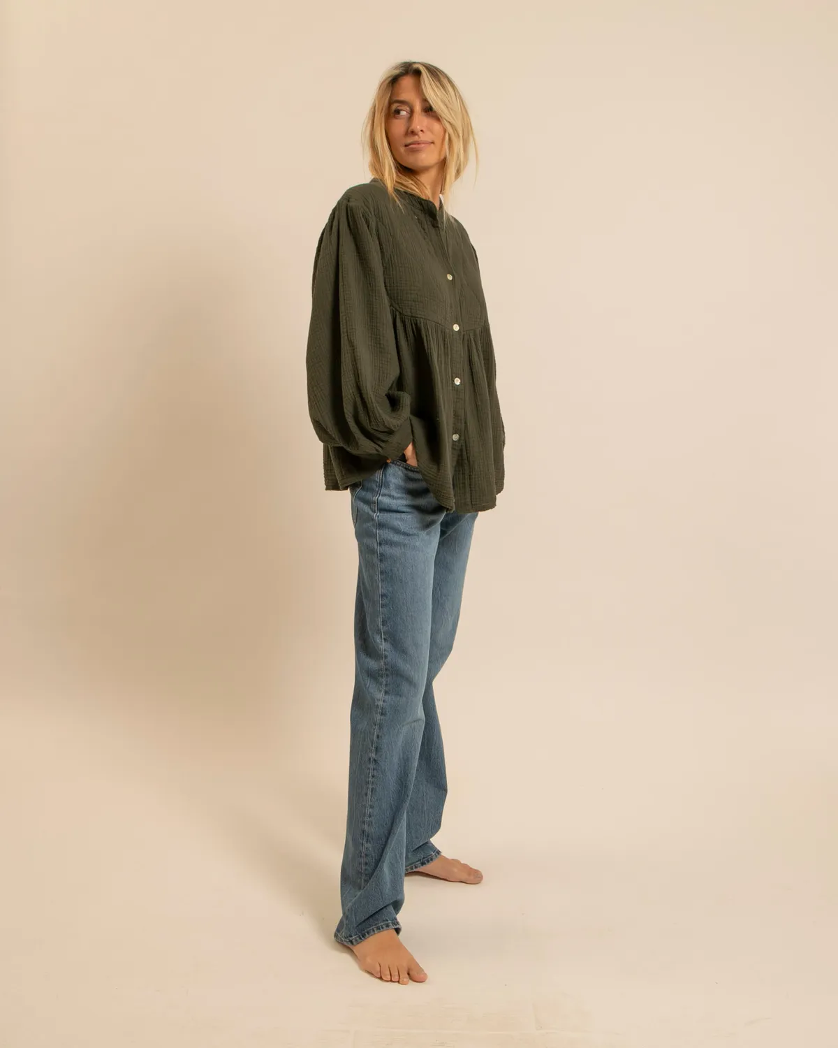 Aokyanos Los Angeles chemise kaki coton matelassée