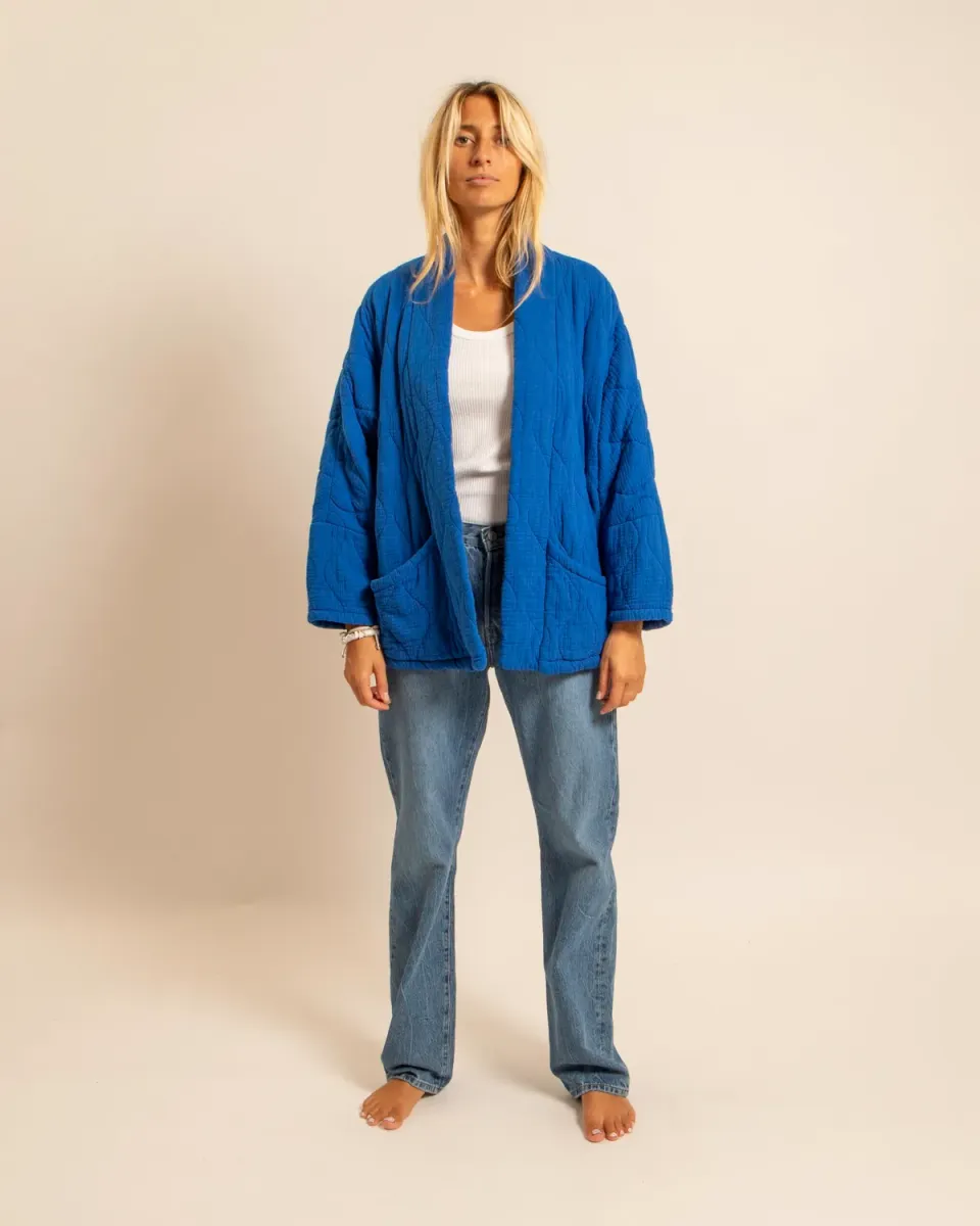 Aokyanos Chicago veste bleue kimono matelassée