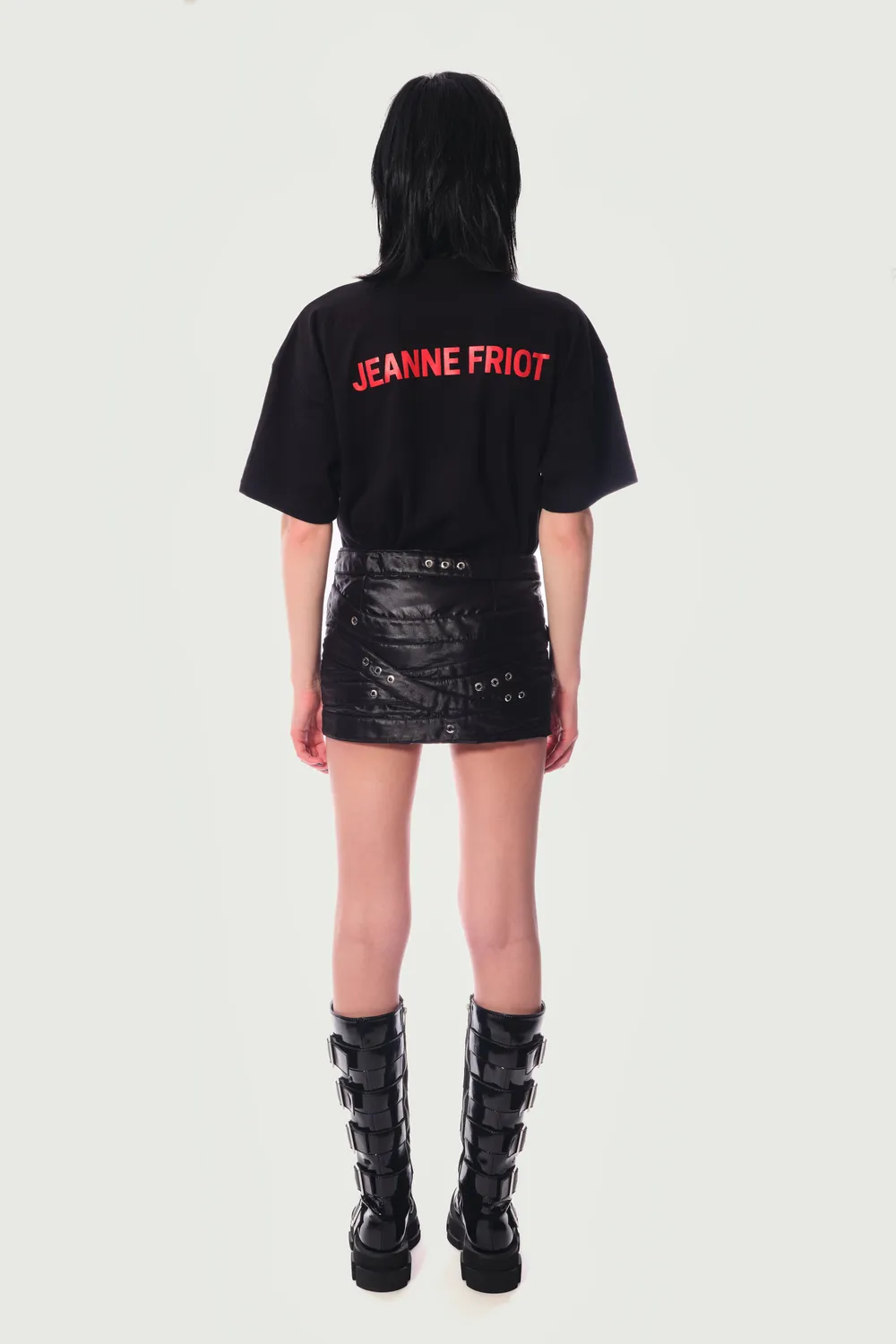 Jeanne Friot Jeanne mini-jupe noir brillant ceintures