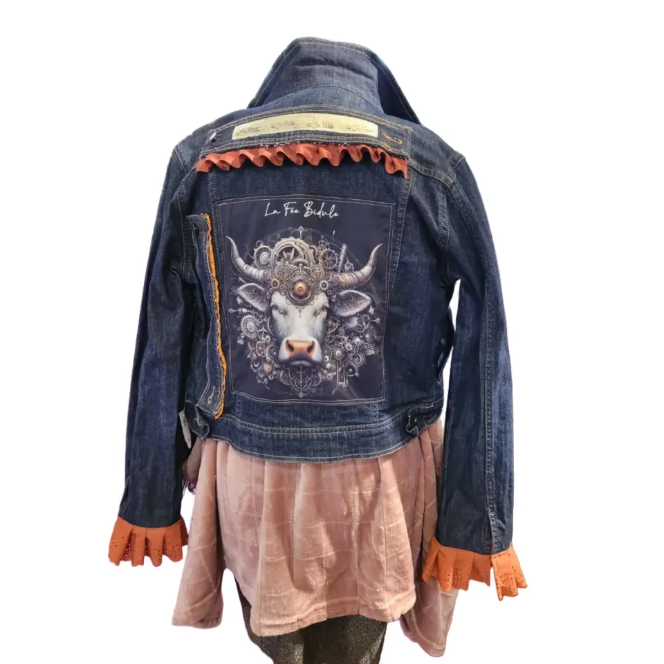La Fée Bidule Steampunk Blue veste jean bleu foncé