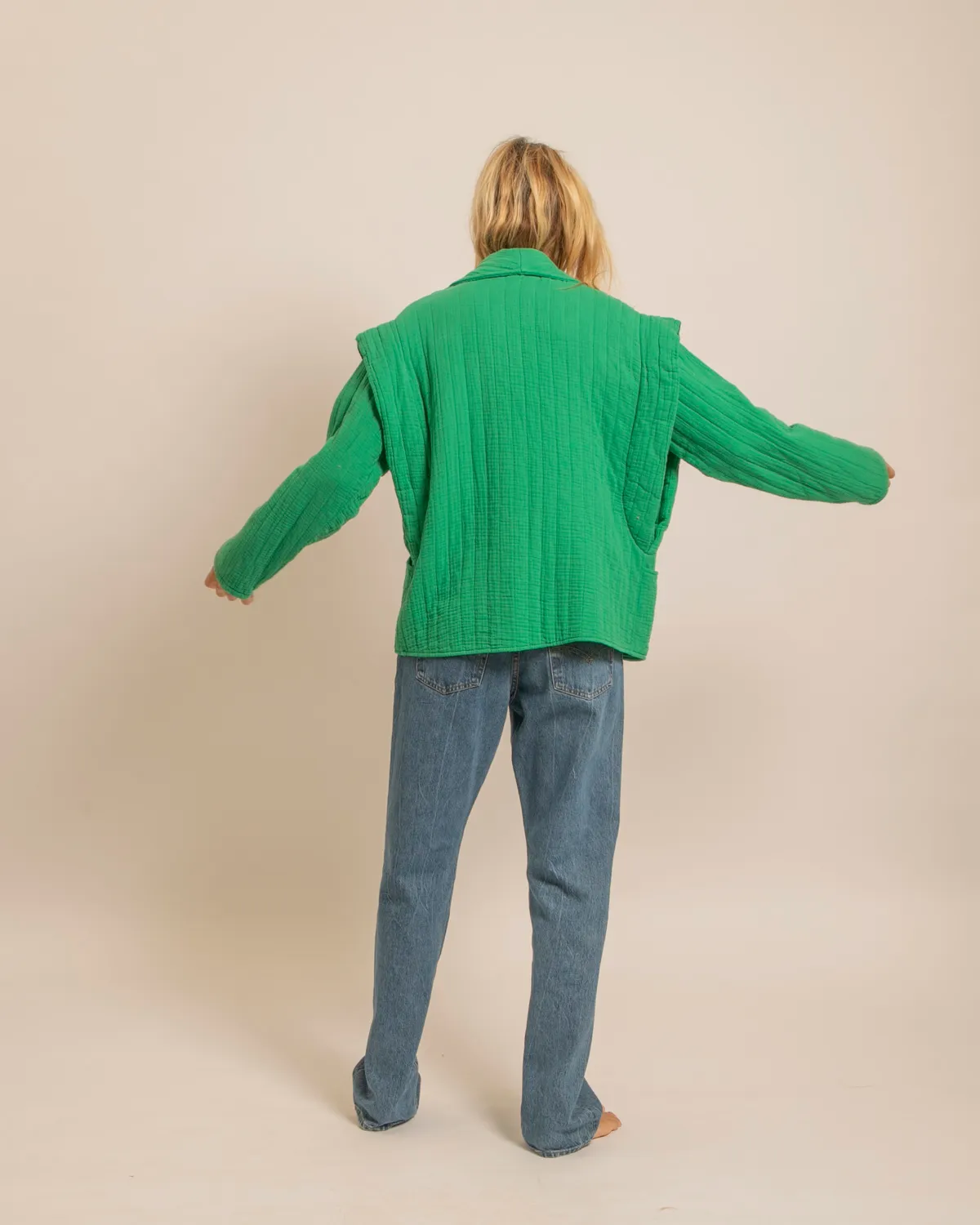 AOKYANOS San Francisco Vert kimono matelassé coton