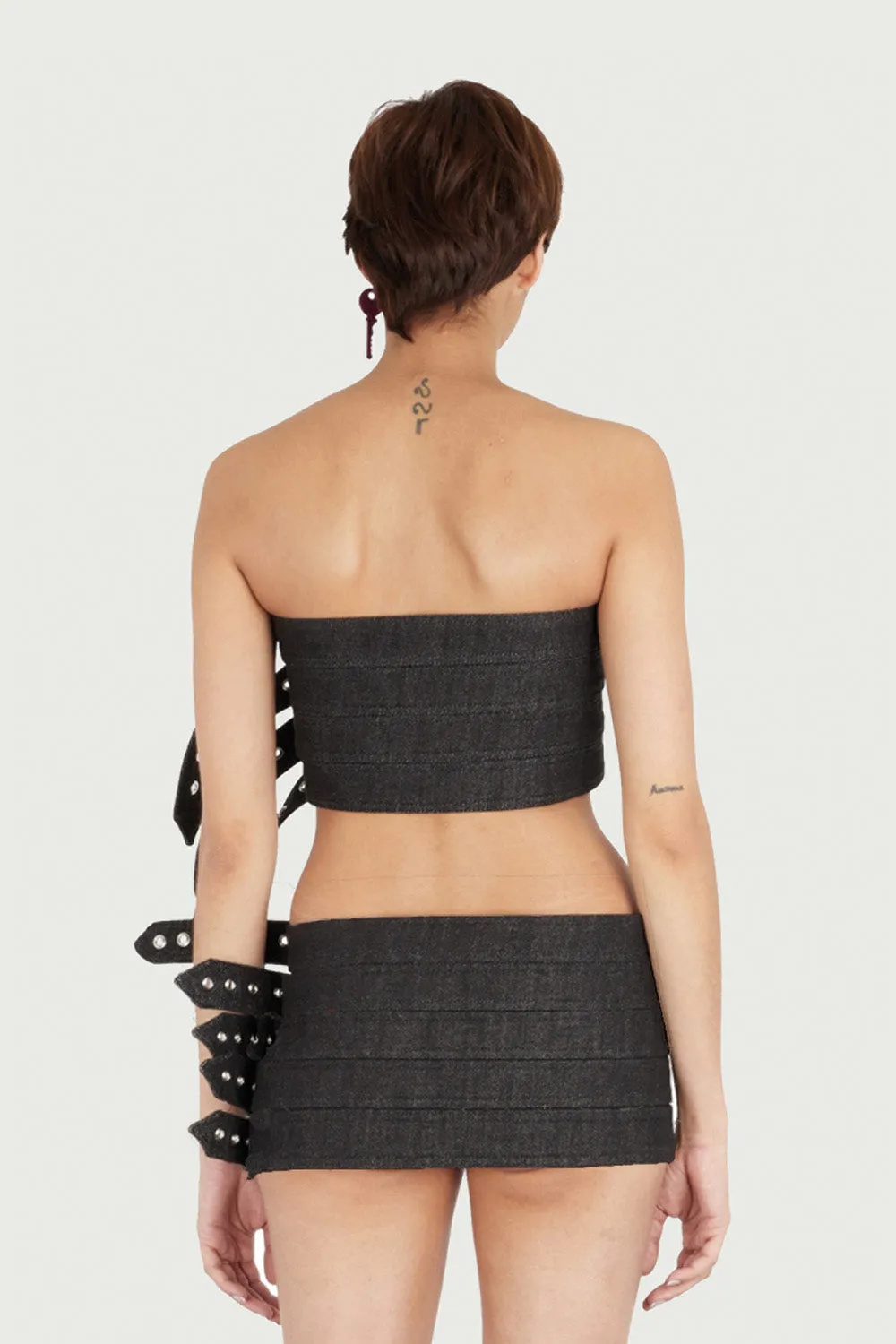 Jeanne Friot Belt top bustier gris denim
