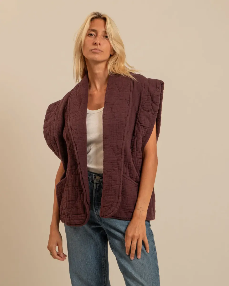 Aokyanos Brooklyn Bordeaux veste kimono coton matelassé