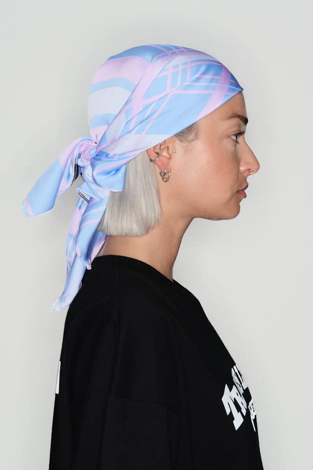 Jeanne Friot Flag foulard satin tartan trans