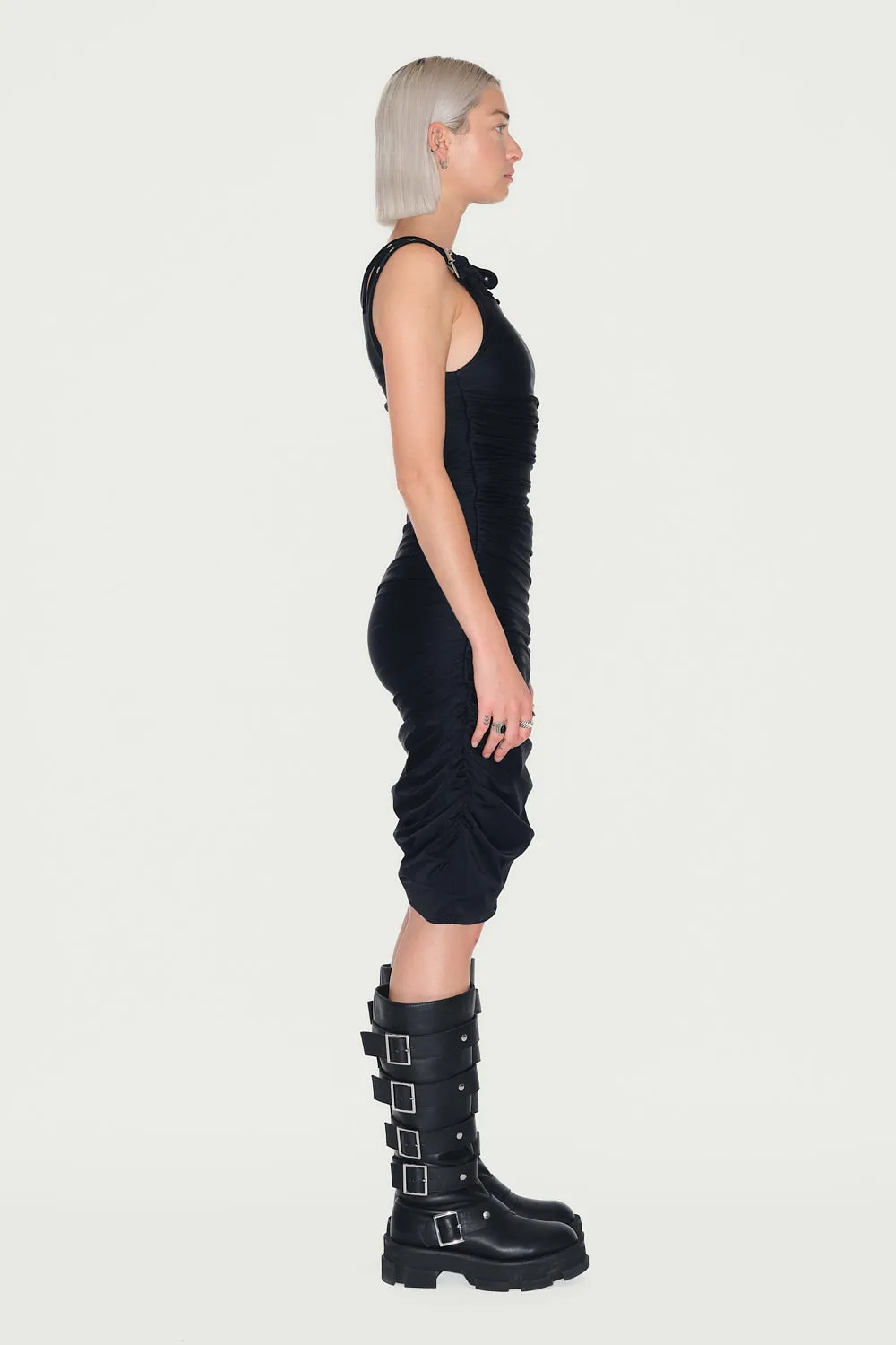Jeanne Friot 4 Belts robe plissée noire soir