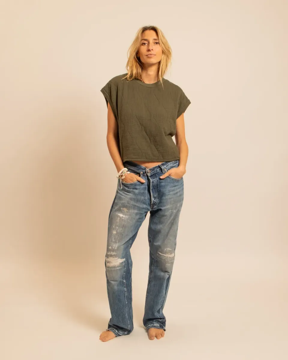 AOKYANOS Manhattan Kaki crop top coton taille unique