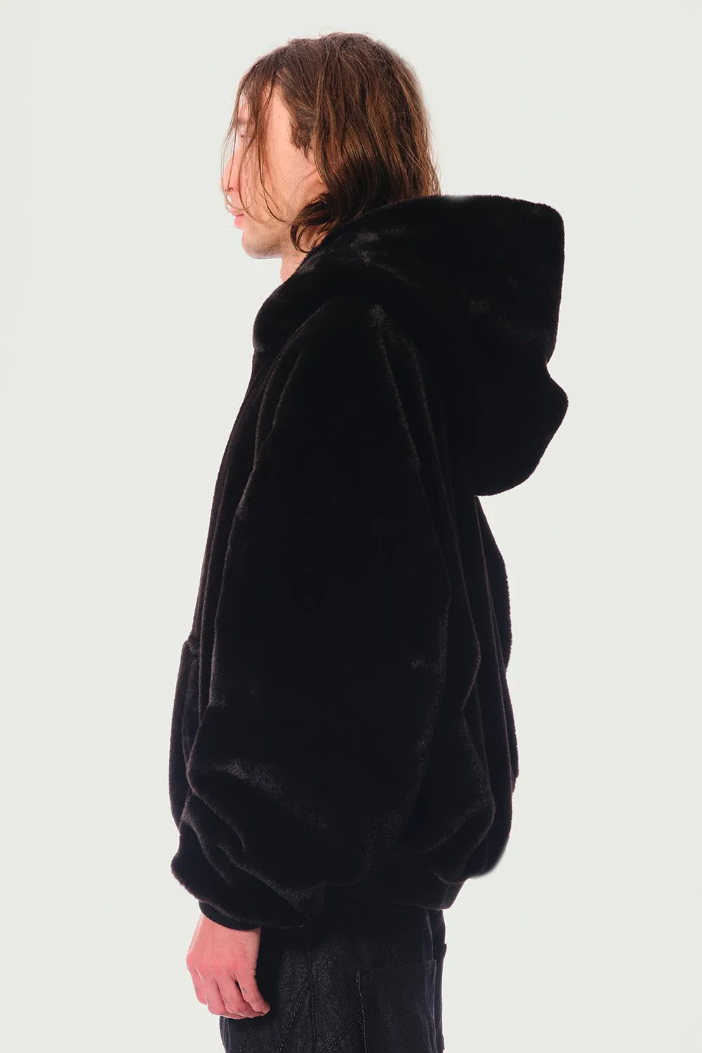 Jeanne Friot hoodie fausse fourrure noire oversize zip