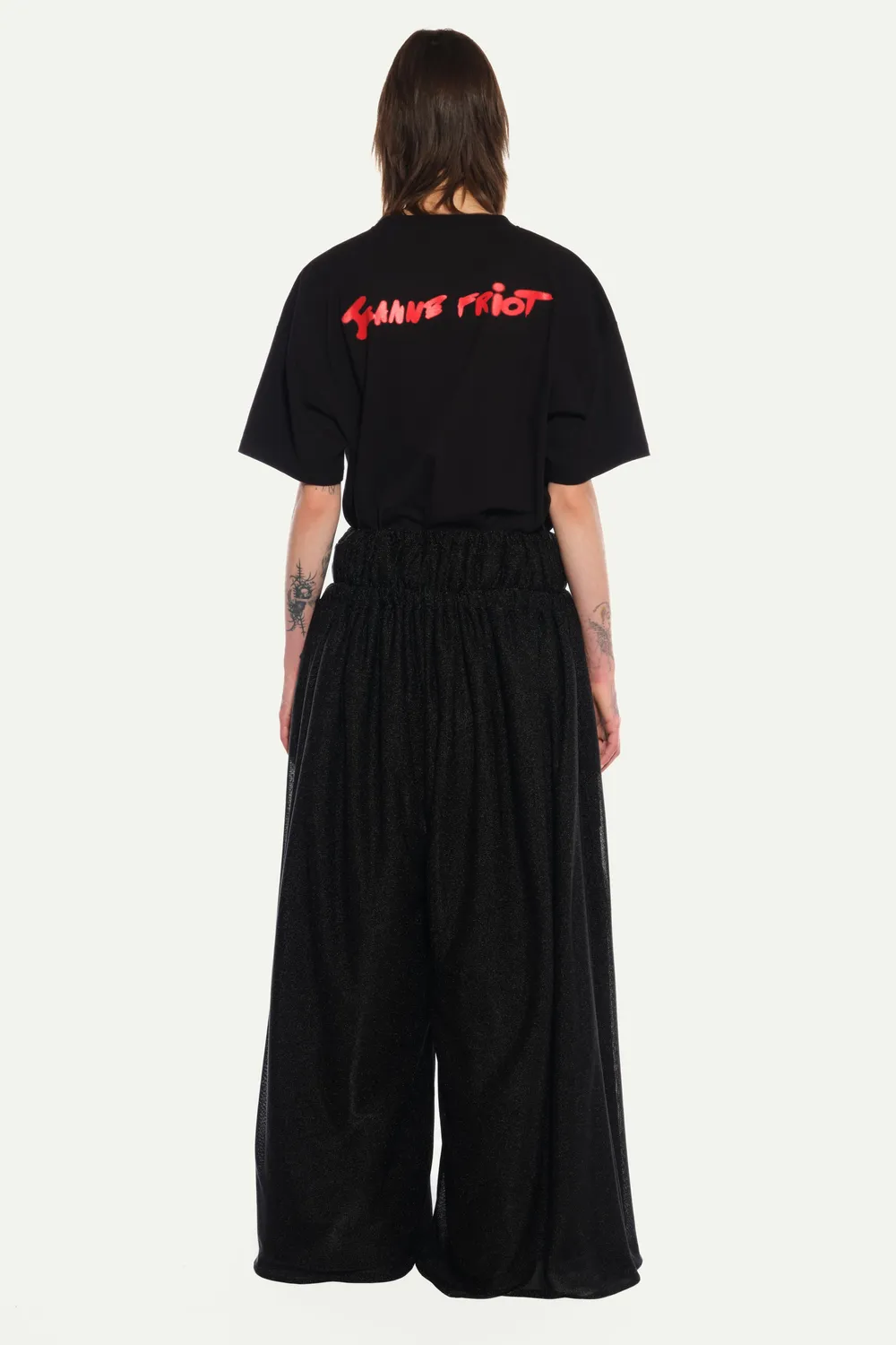 Jeanne Friot Metal jogging noir brillant double ceinture molleton