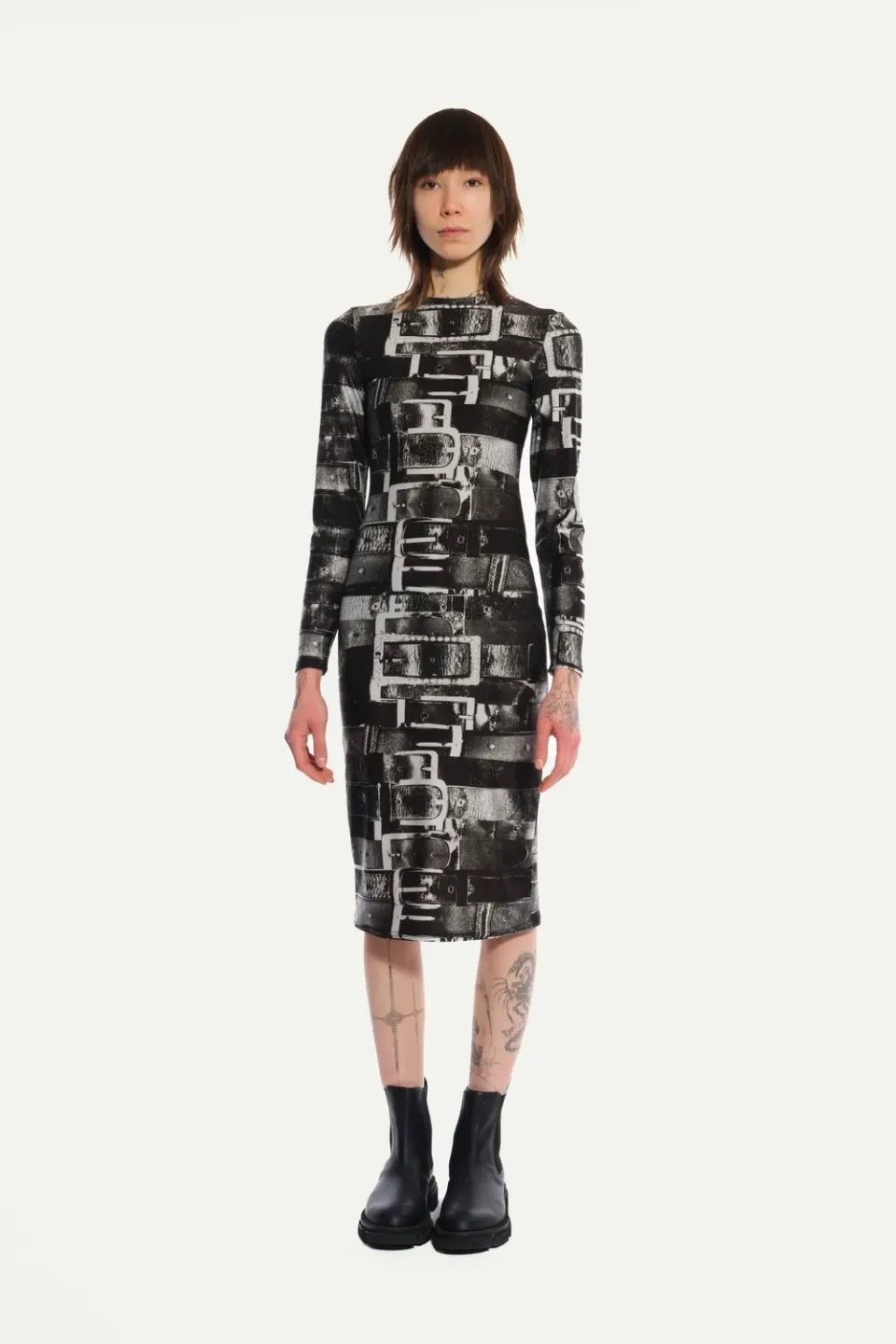JEANNE FRIOT Cavaliere Dress robe rouge spandex ceintures