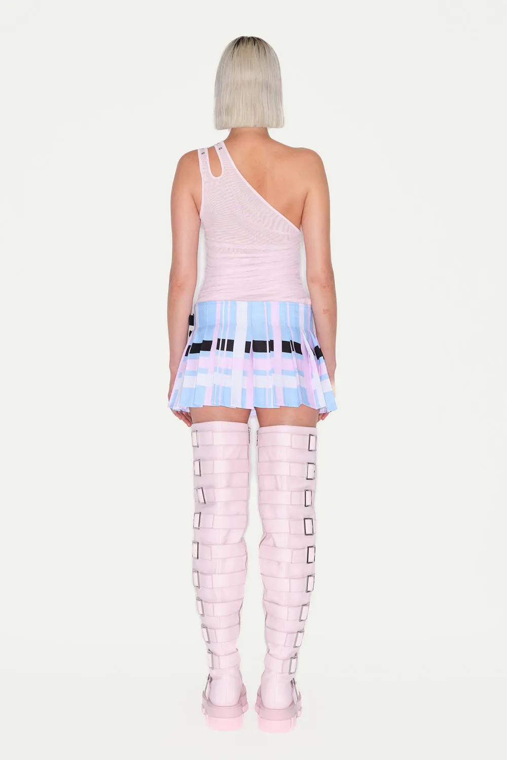 Jeanne Friot Tartan Flag Mini Kilt mini-jupe plissée bleu rose