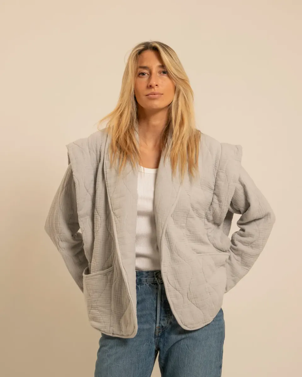 AOKYANOS San Francisco Gris veste kimono coton taille unique