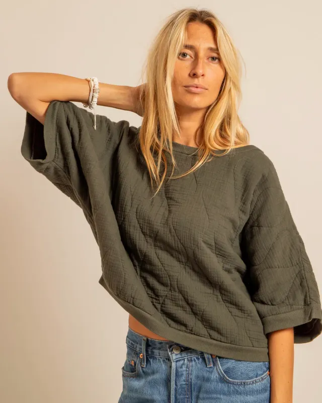 Aokyanos Seattle sweat kaki coton manche 3/4