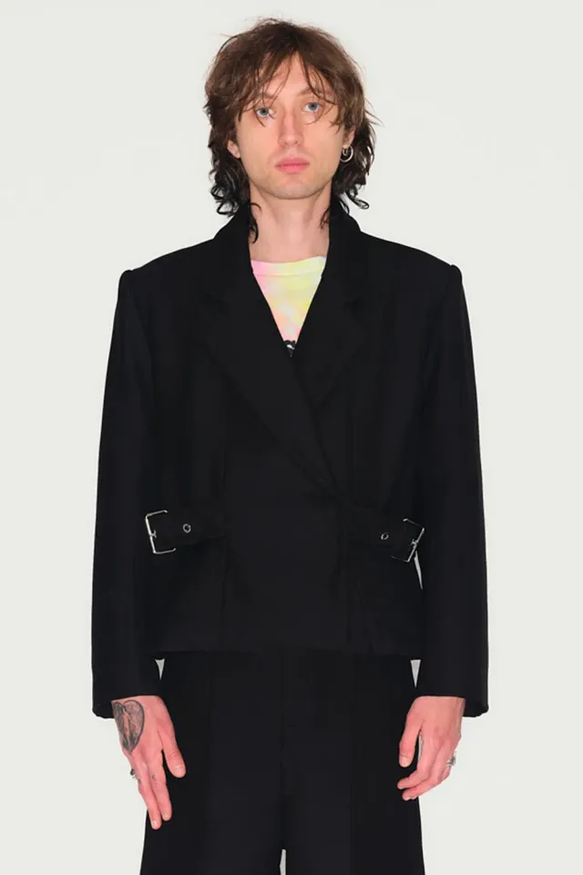 Jeanne Friot Hego Belt veste tailleur noire XL laine vierge