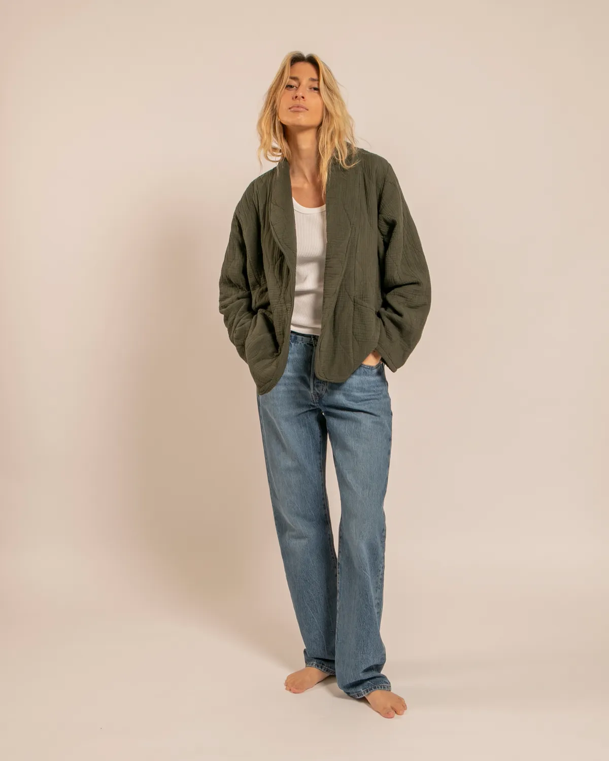 AOKYANOS Cuba Kaki kimono coton matelassé
