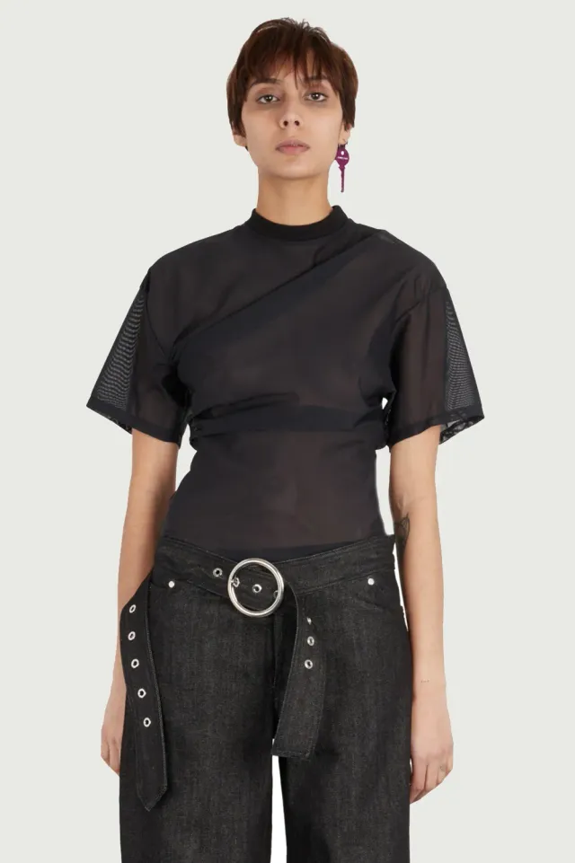 JEANNE FRIOT Wet Tee t-shirt drapé noir