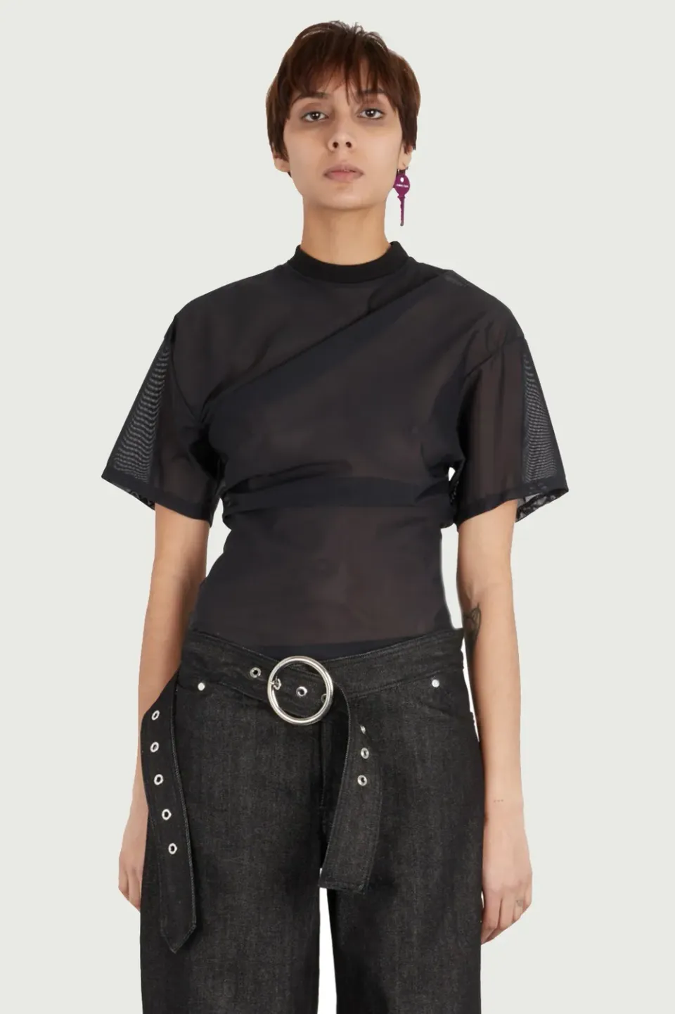 JEANNE FRIOT Wet Tee t-shirt drapé noir