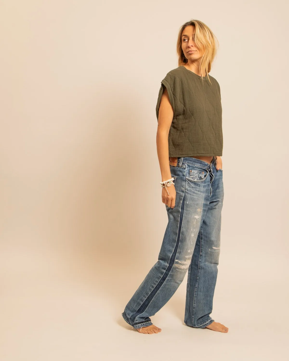 AOKYANOS Manhattan Kaki crop top coton taille unique