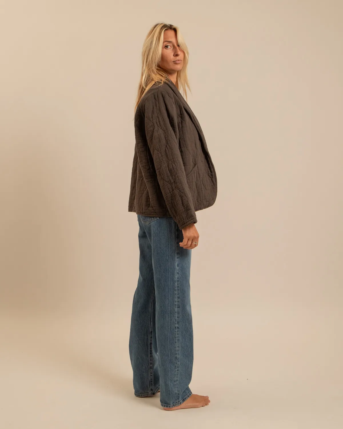 Aokyanos Cuba kimono matelassé chocolat coton