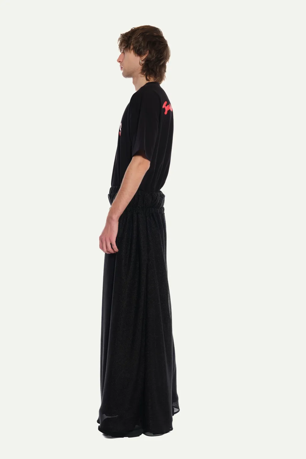 Jeanne Friot Metal jogging noir brillant double ceinture molleton