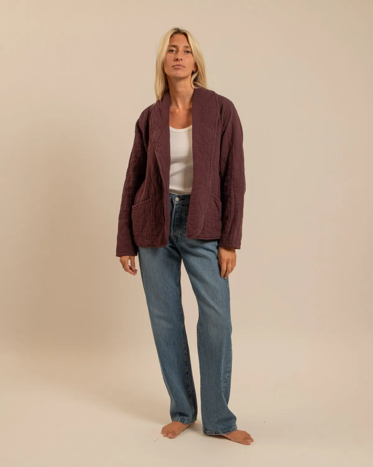 AOKYANOS Cuba Bordeaux kimono coton matelassé taille S-L