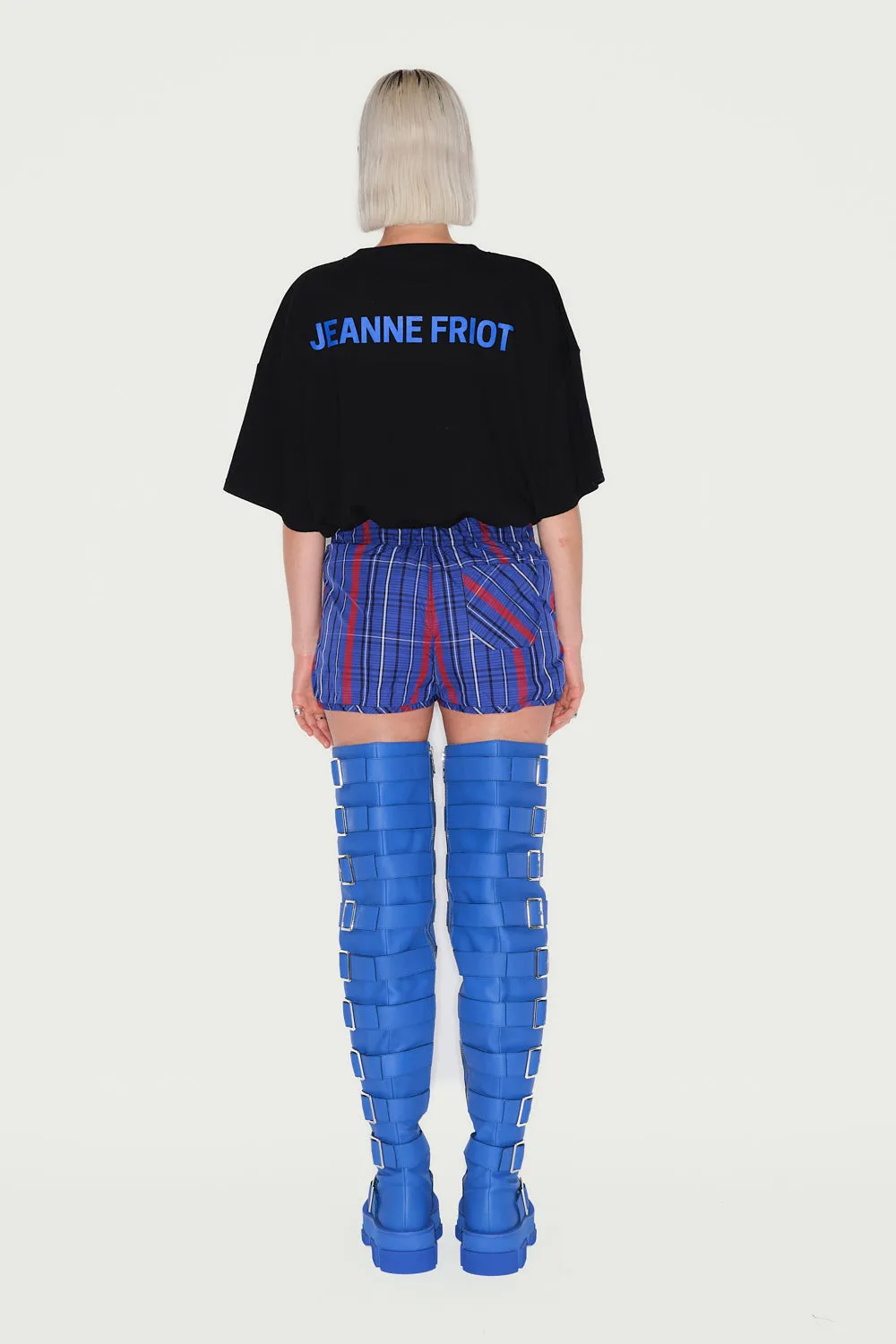 Jeanne Friot Blue Tartan Short mini bleu déperlant