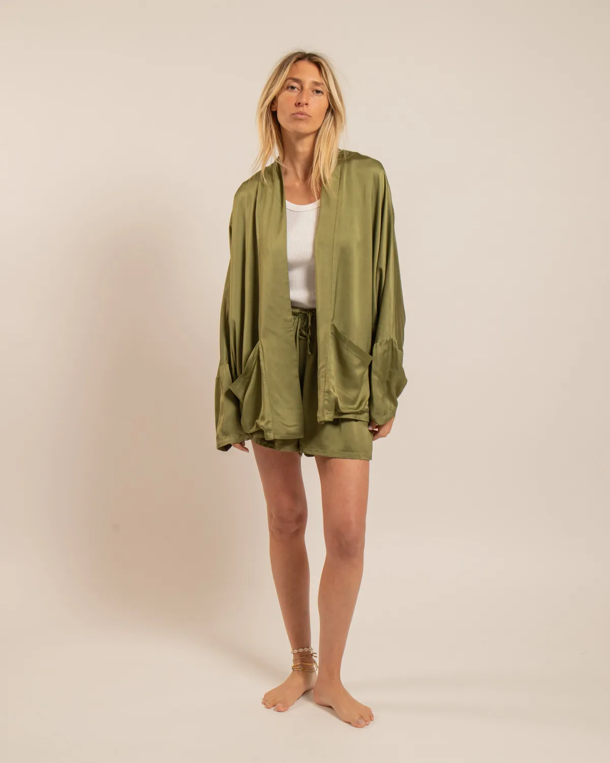 AOKYANOS Chicago Kaki Light veste kimono kaki viscose