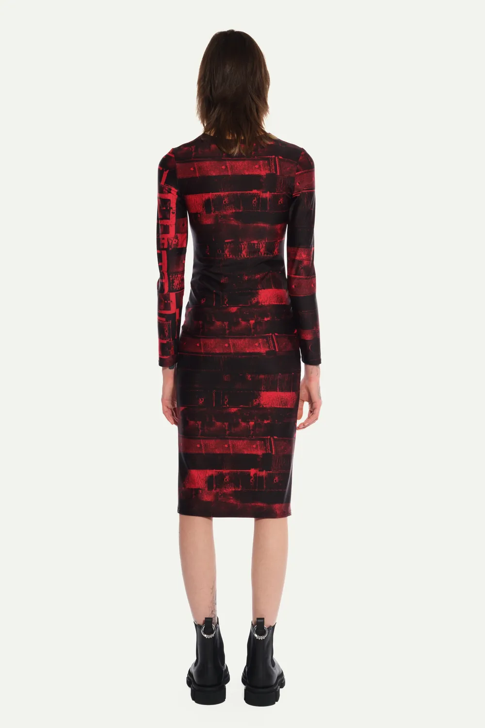JEANNE FRIOT Cavaliere Dress robe rouge spandex ceintures
