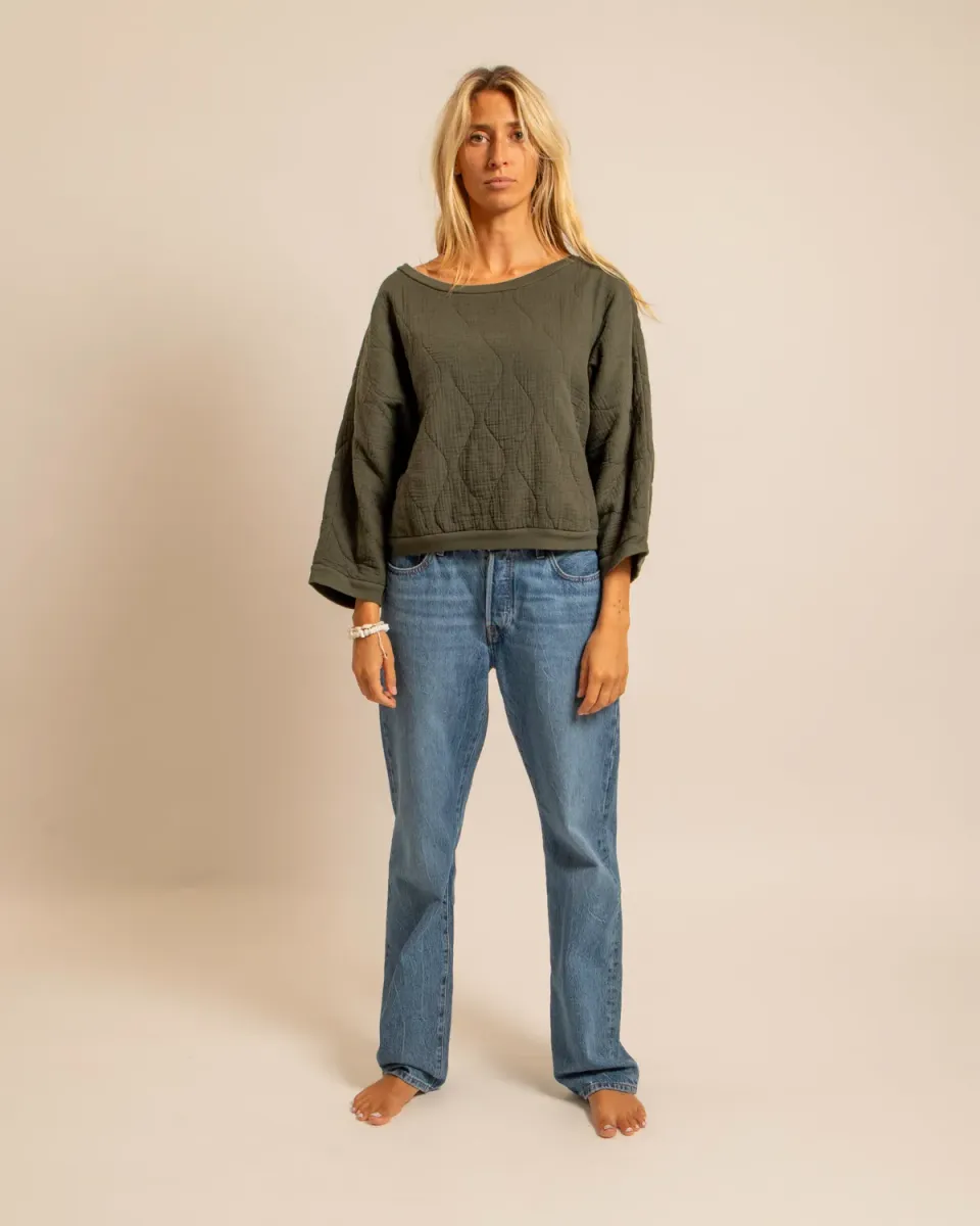 AOKYANOS Memphis sweat kaki gaze coton matelassé