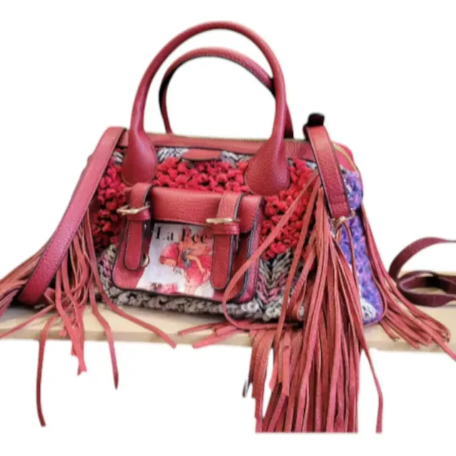 La Fée Bidule sac à franges cuir laine pep's