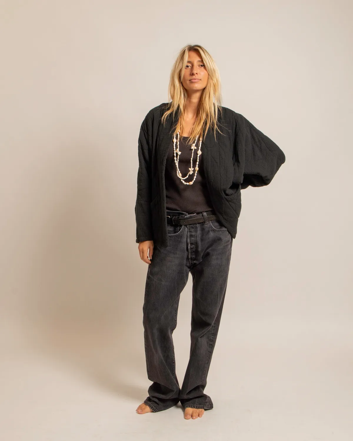 Aokyanos Chicago Noir veste kimono coton taille unique