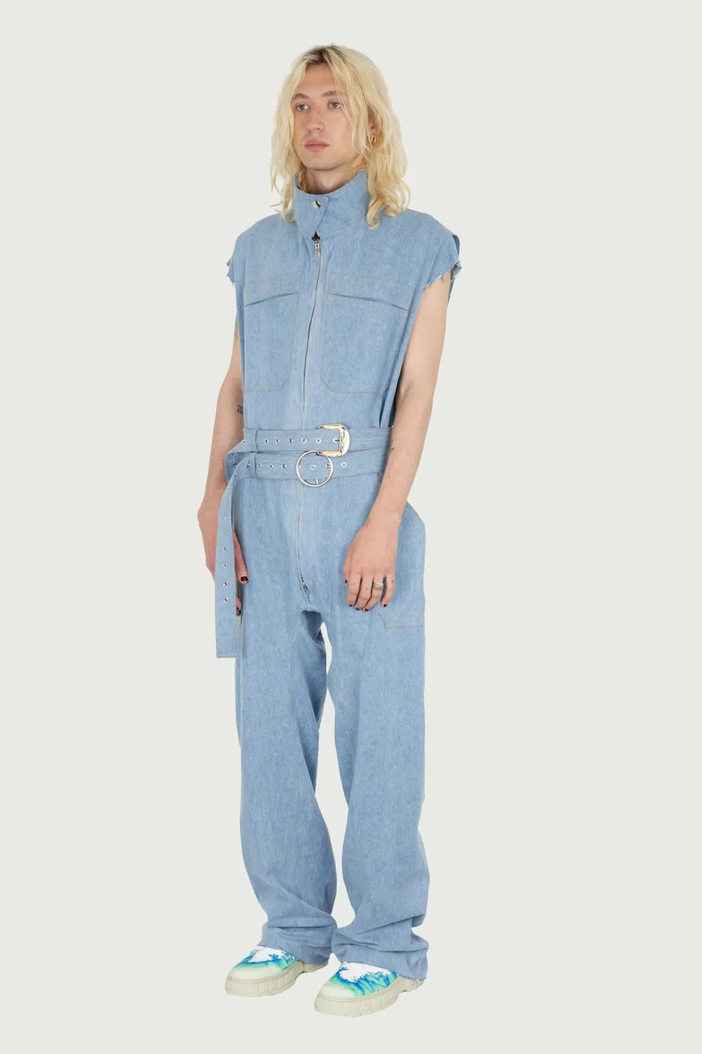Jeanne Friot Sea combinaison jumpsuit denim clair recyclé