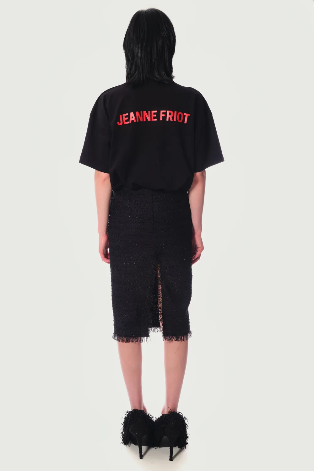 JEANNE FRIOT Micheline jupe crayon tweed noir