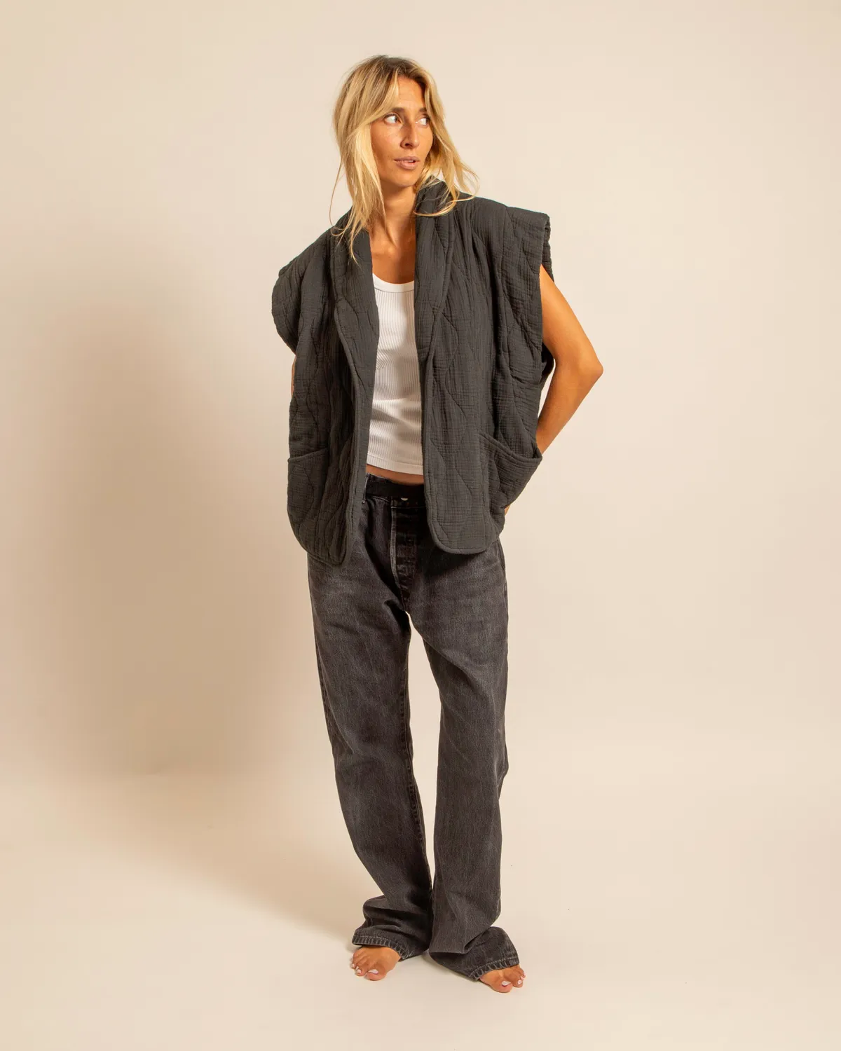 AOKYANOS Brooklyn gilet anthracite coton taille unique