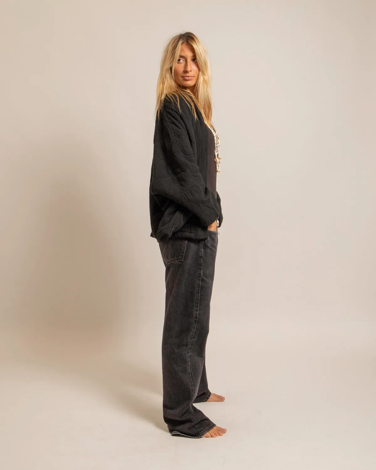 Aokyanos Chicago Noir veste kimono coton taille unique