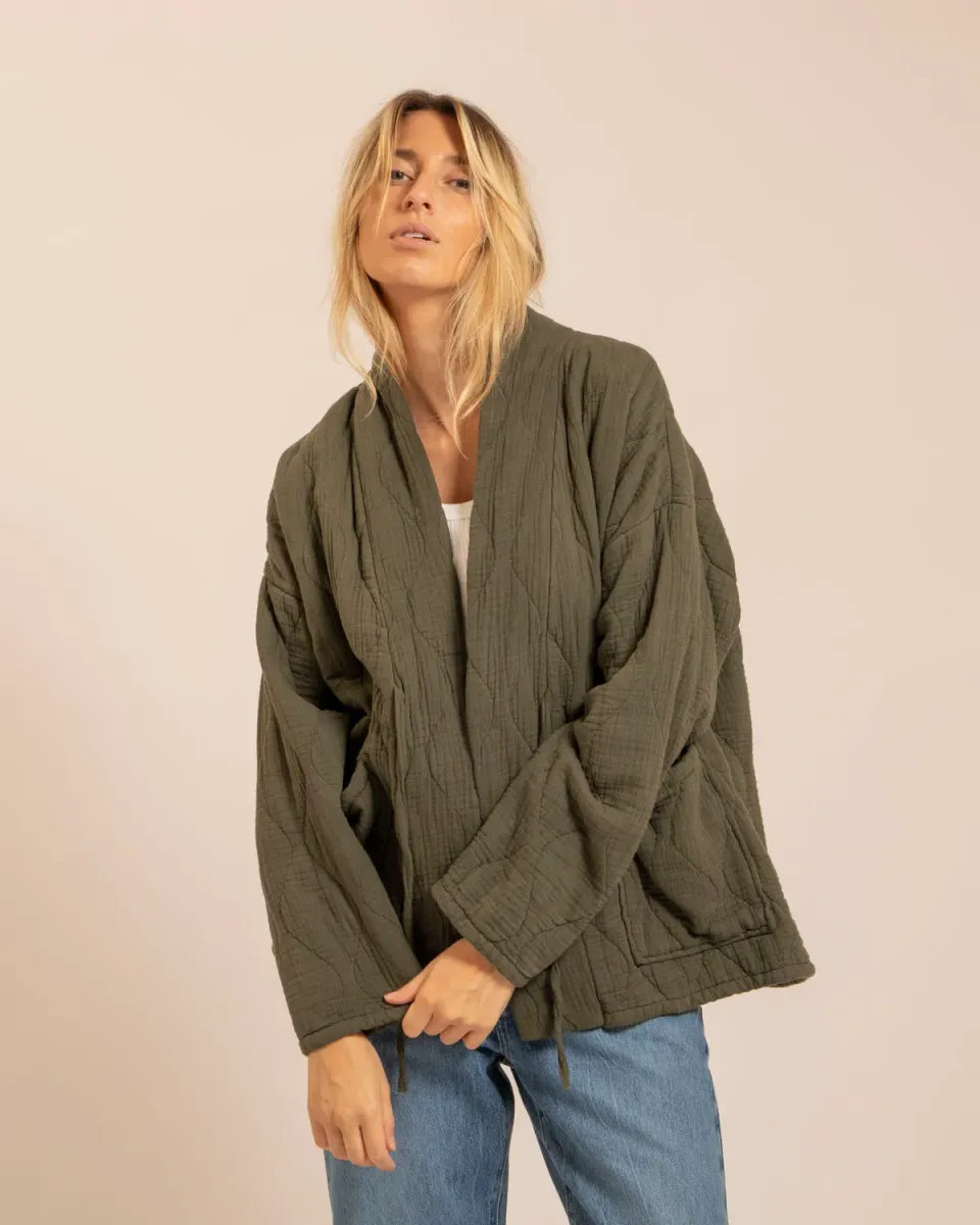 AOKYANOS Silverlake Kaki kimono coton matelassé