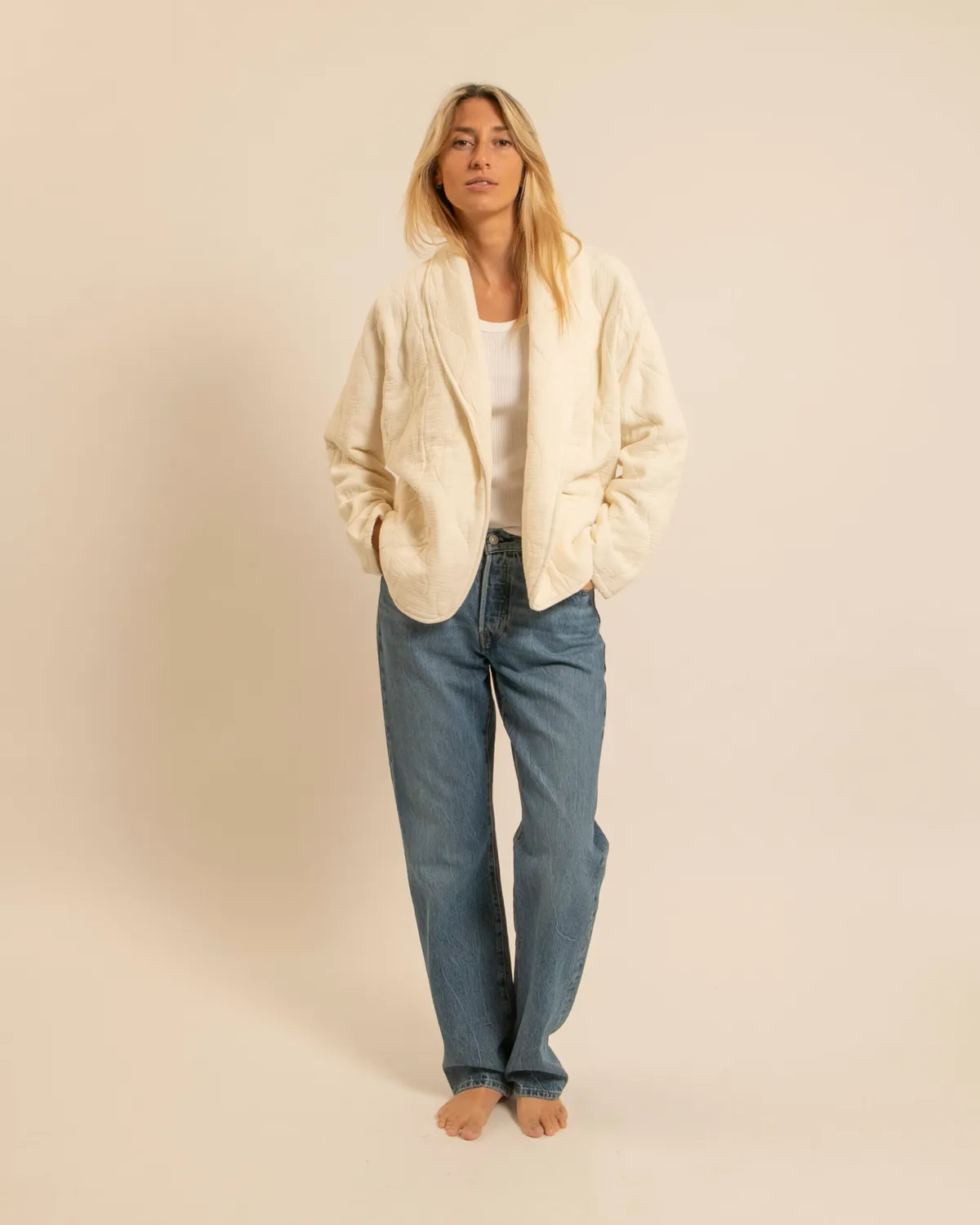 AOKYANOS Cuba Crème kimono coton matelassé