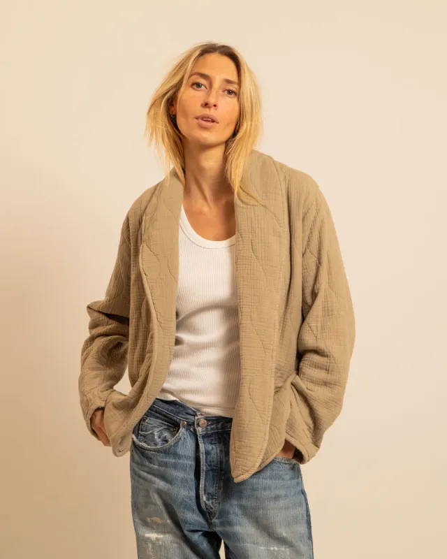 Aokyanos Cuba Beige kimono beige coton matelassé