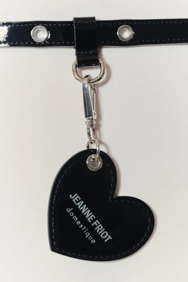 Jeanne Friot Heart Charm Basic Small cuir noir