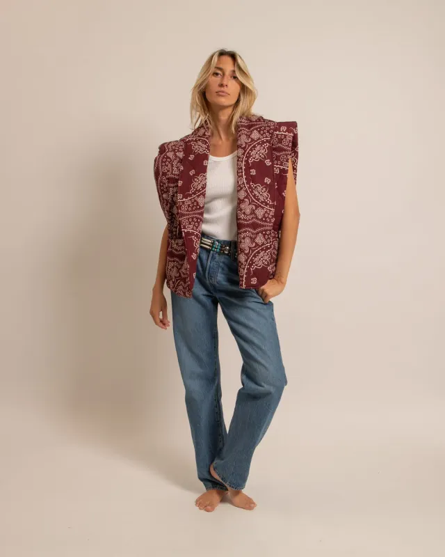Aokyanos Brooklyn Bandanas gilet bordeaux matelassé